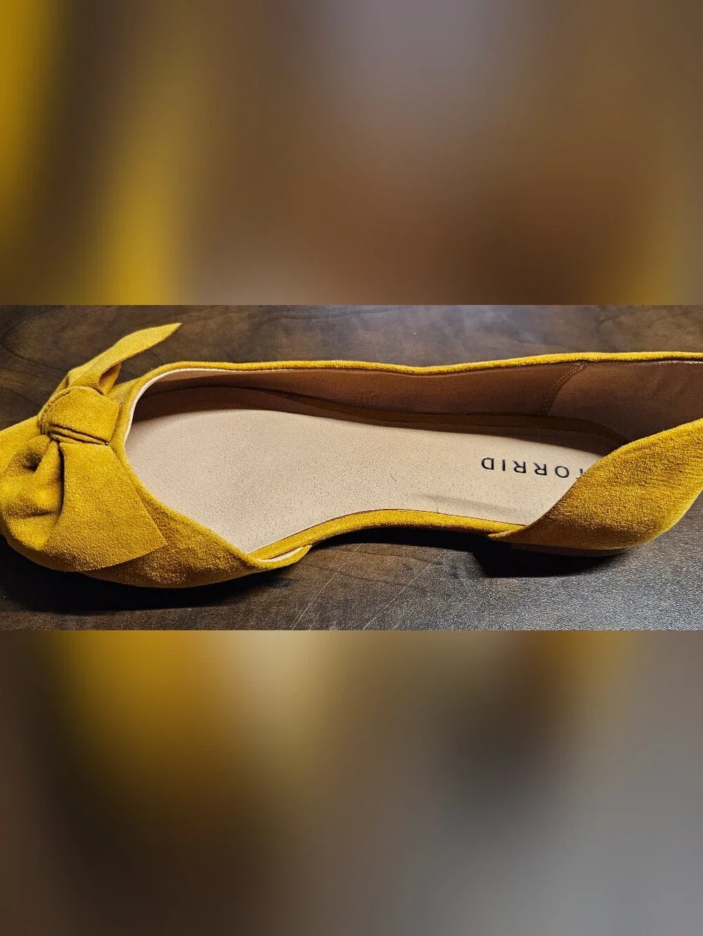 Torrid 8W Mustard Yellow Suede Bow Pointed Toe Flats